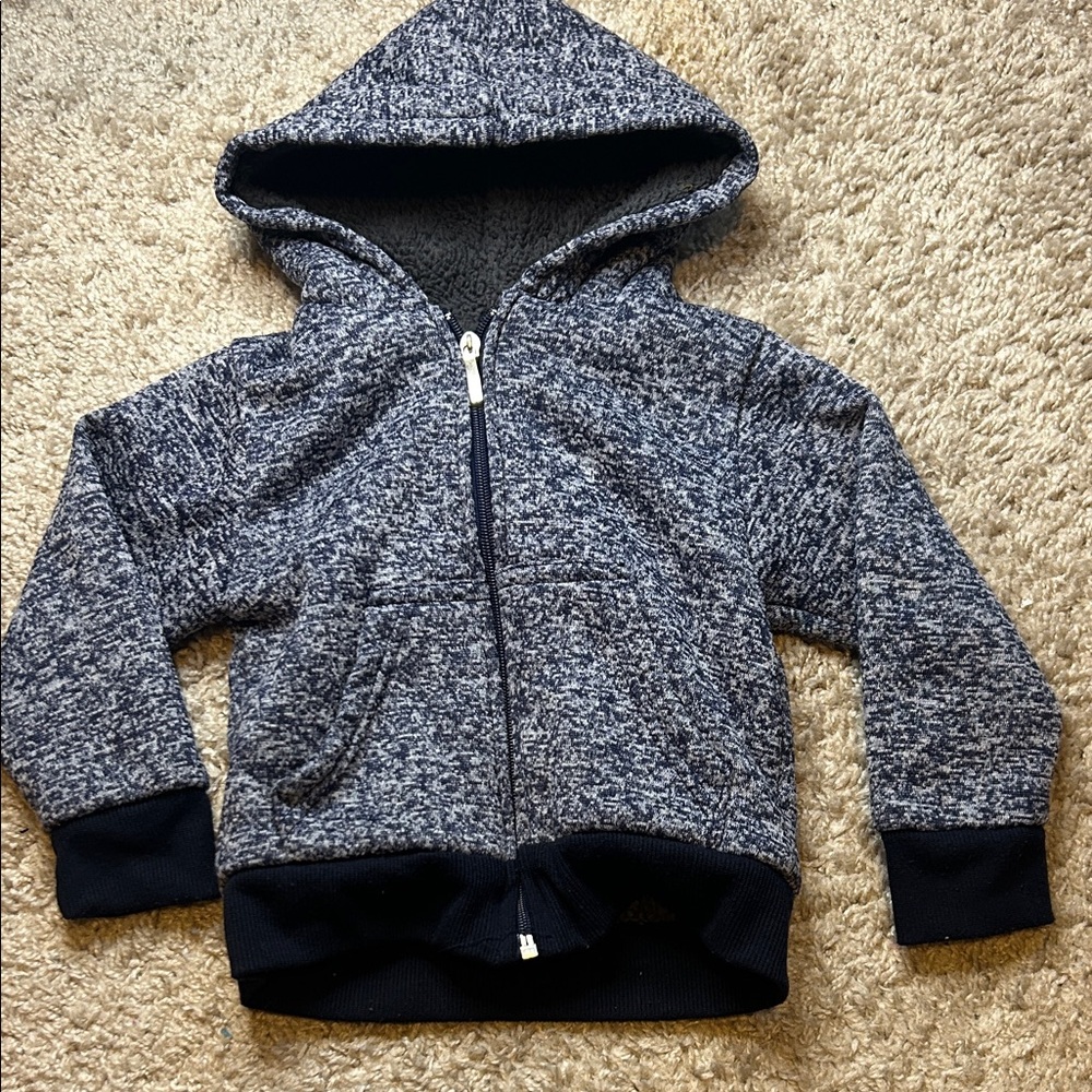 Navy Speckled Kids Fleece Lined Zip-Up Hoodie